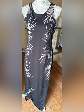 Massimo Black Maxi Dress with Palm Motif